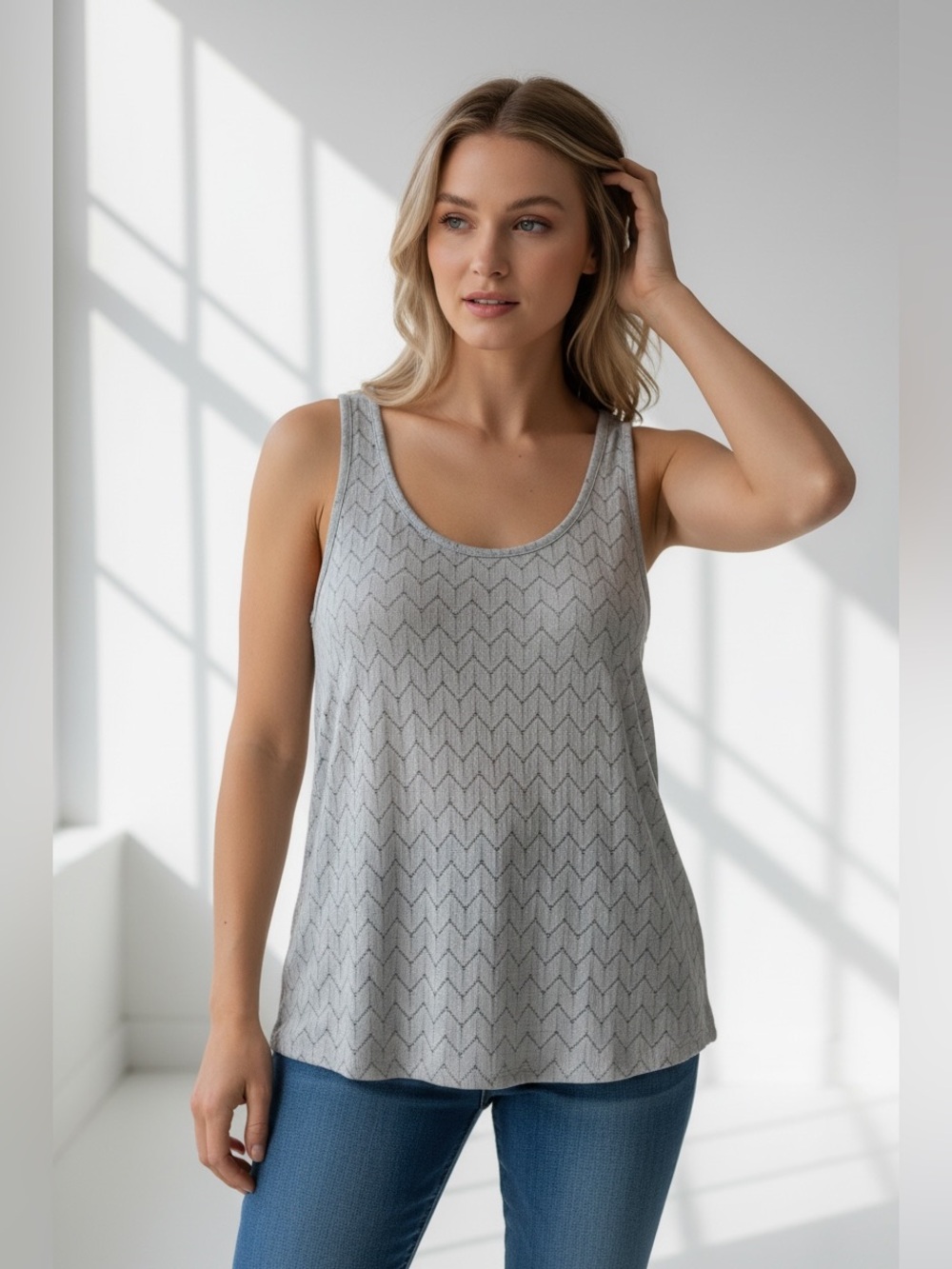Banana Republic Ladies Sweater Tank Large Lined Grayish Olive Green